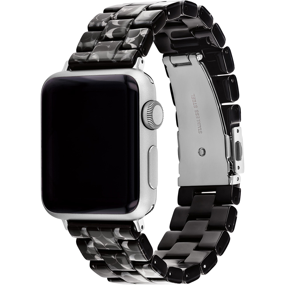 COACH Apple Watch 錶帶 38/41/42mm 適用 錶帶 - 黑色C字玳瑁紋(不含手錶)