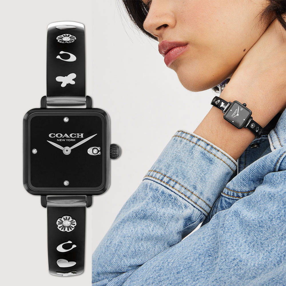 COACH 廣告款 方形手鐲女錶-優雅黑/22mm(CO14504307)