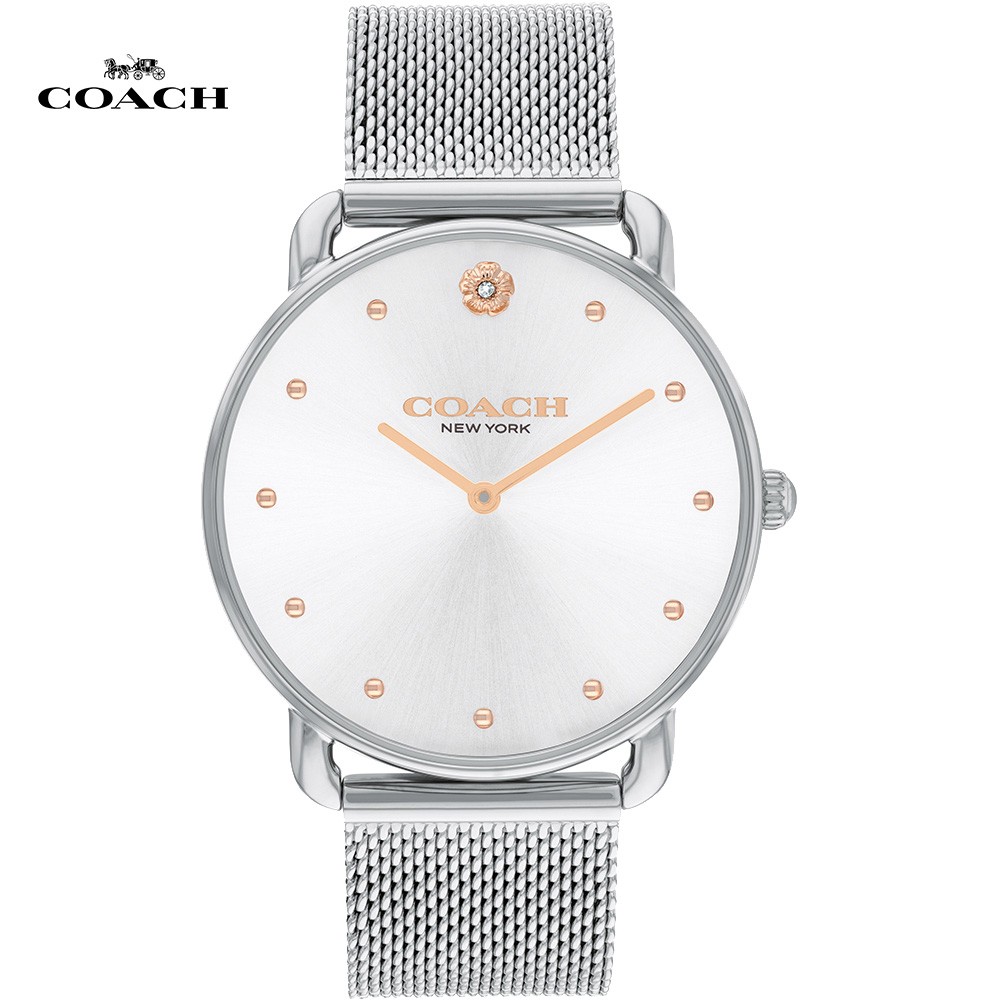 COACH 典雅山茶花米蘭帶腕錶/銀/36mm/CO14504207