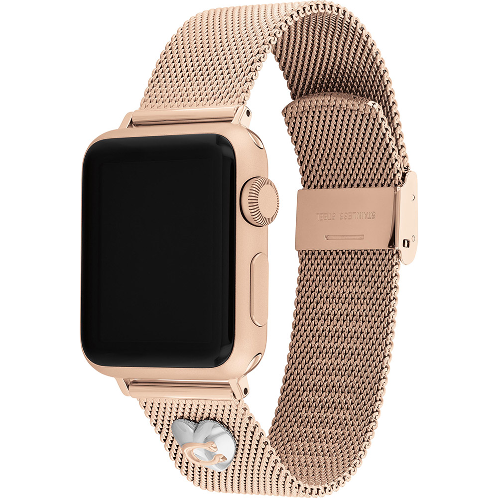 COACH Apple Watch 錶帶 38/40/41mm 適用 米蘭鍊帶 C字愛心錶帶-玫瑰金(不含手錶)