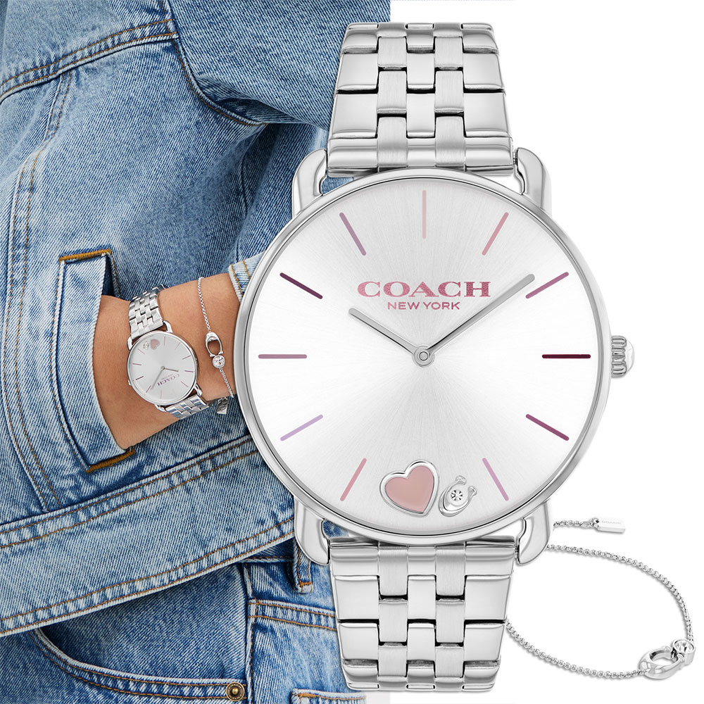 COACH Elliot 愛心C字女錶 手鍊套組-36mm(CO14000108)
