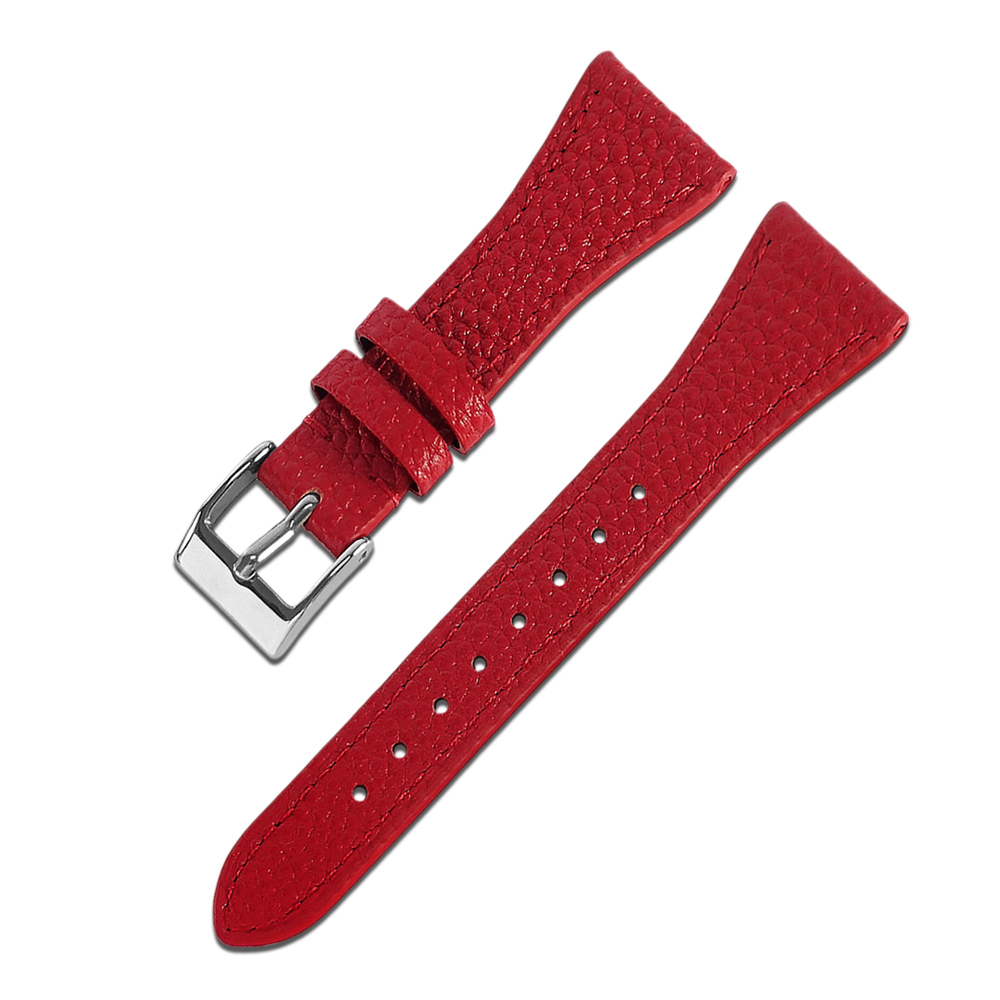 Watchband / 22mm / 各品牌通用 細緻柔軟 荔枝皮紋 真皮錶帶 紅色 ＃85847301RD