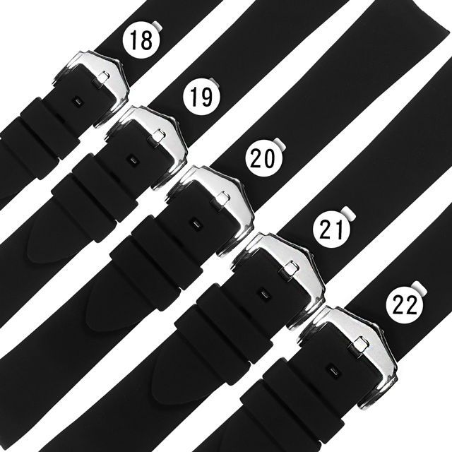 Watchband / 18.19.20.21.22 mm / 各品牌通用 弧口 舒適耐用 輕便運動型 矽膠錶帶 黑色