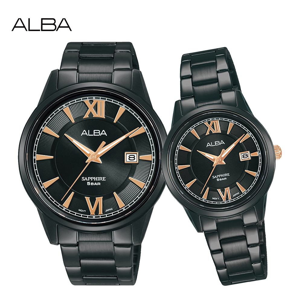 ALBA 雅柏 經典羅馬大三針對錶/黑 (VJ42-X326SD+VJ22-X375SD)