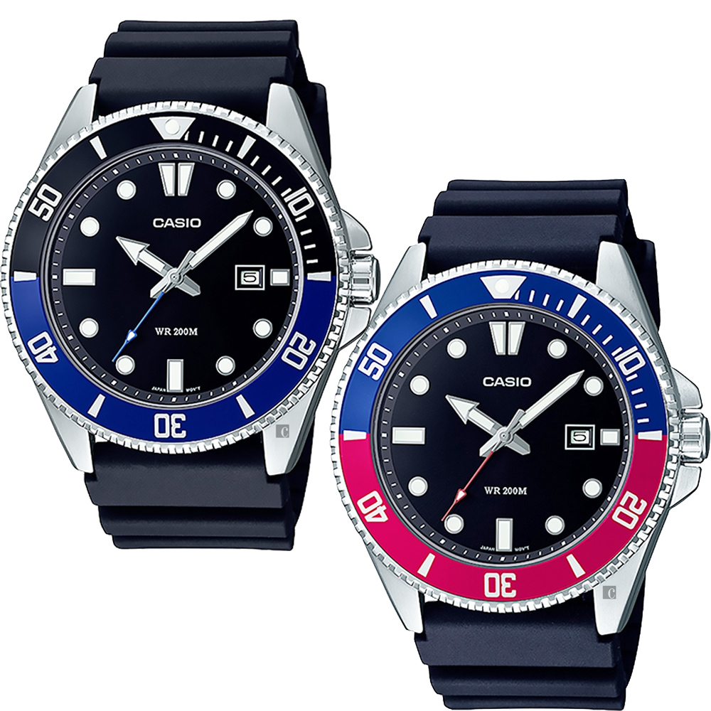 【CASIO】新槍魚系列水鬼造型風格200米潛水錶-(MDV-107-1A2/MDV-107-1A3)