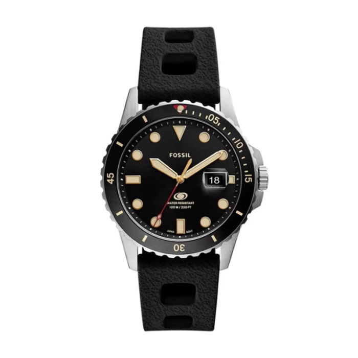 【Fossil】Blue運動潛水時尚矽膠腕錶-經典黑/FS5947