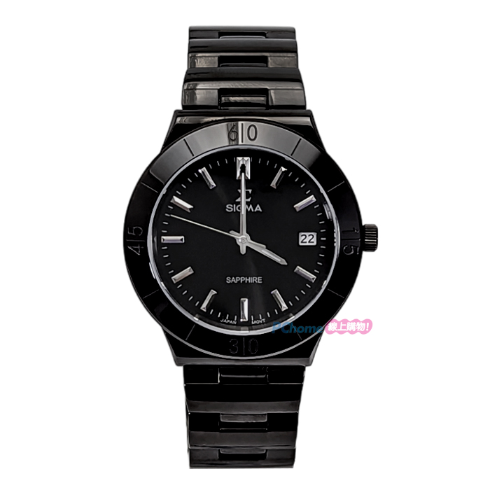 【SIGMA】簡約時尚 藍寶石鏡面 鋼錶帶男錶 3801MS-B 黑色 37mm 平價實惠的好選擇