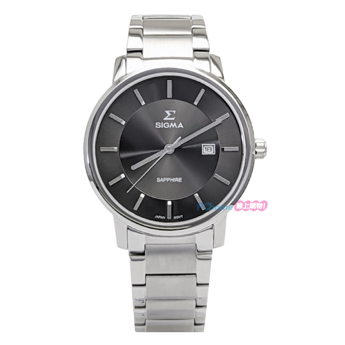 【SIGMA】簡約時尚 藍寶石鏡面 日期顯示 鋼錶帶男錶 1122M-01 深灰/銀 40mm 平價實惠的好選擇