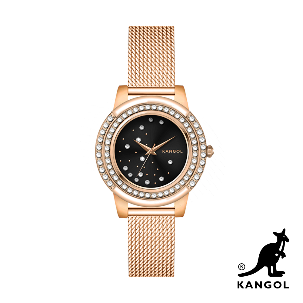 KANGOL奢華星鑽米蘭帶腕錶32mm-星空黑KG73633