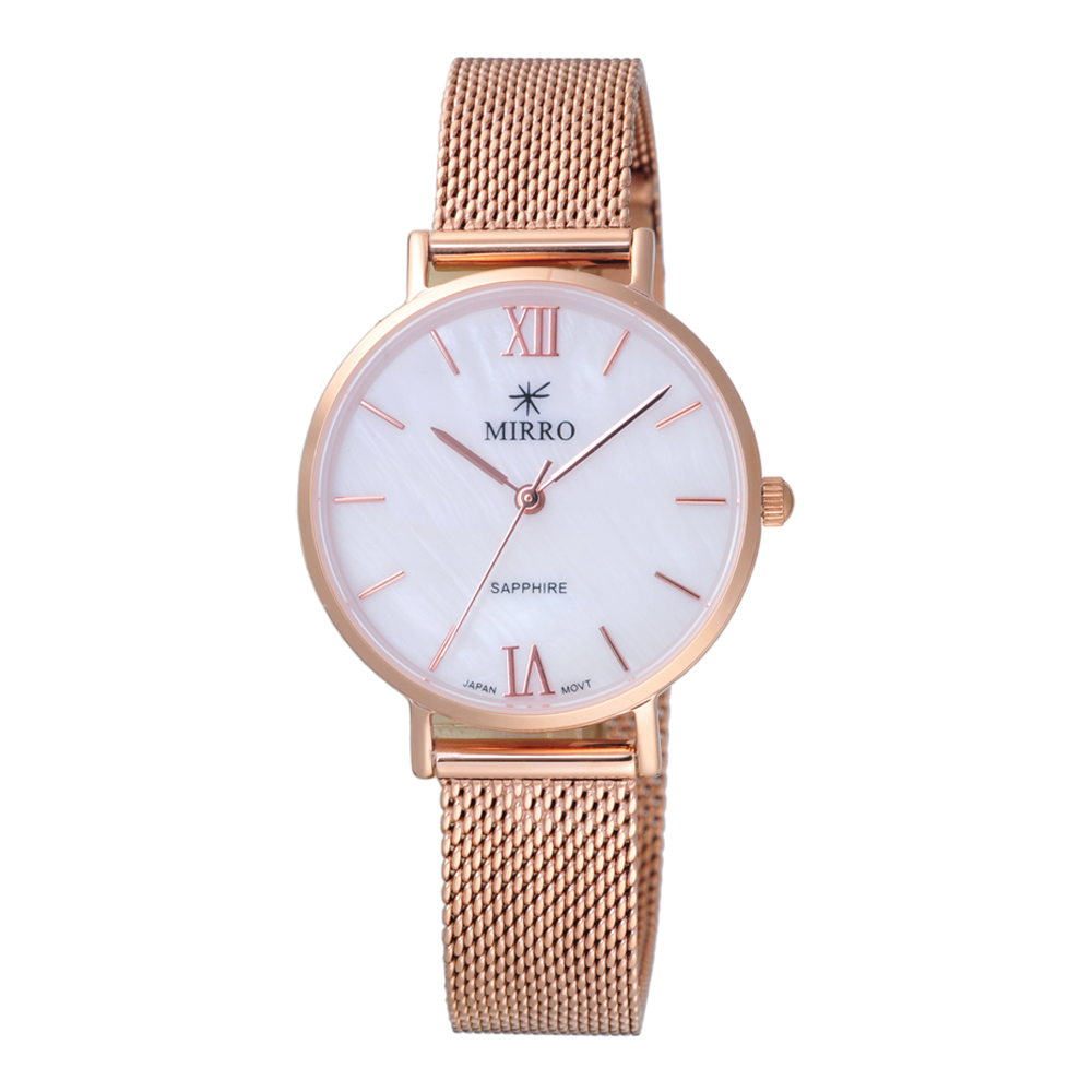 MIRRO 極簡主義時尚腕錶-粉貝