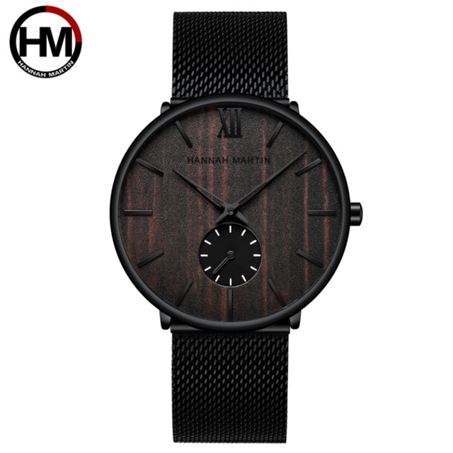 HANNAH MARTIN 木紋質感設計款式錶-烏木色(HM-1002)