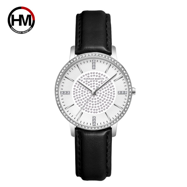 HANNAH MARTIN 時尚璀璨鑲鑽女錶-皮革帶(HM-1074)