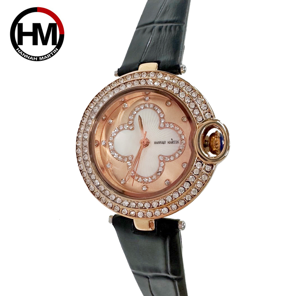 【HANNAH MARTIN】時尚鑲鑽錶框刻度女士腕錶-HM-Z11