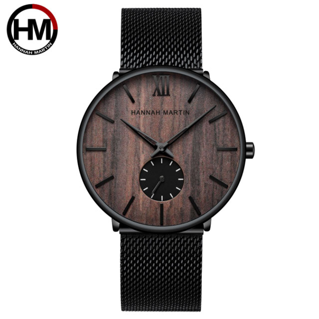 HANNAH MARTIN 木紋質感設計款式錶-胡桃木色(HM-1002)