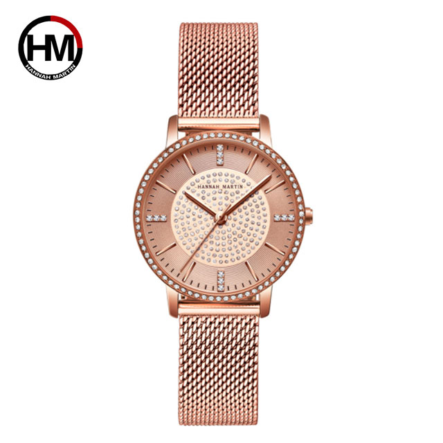 HANNAH MARTIN 時尚璀璨鑲鑽女錶-米蘭錶帶(HM-1074)