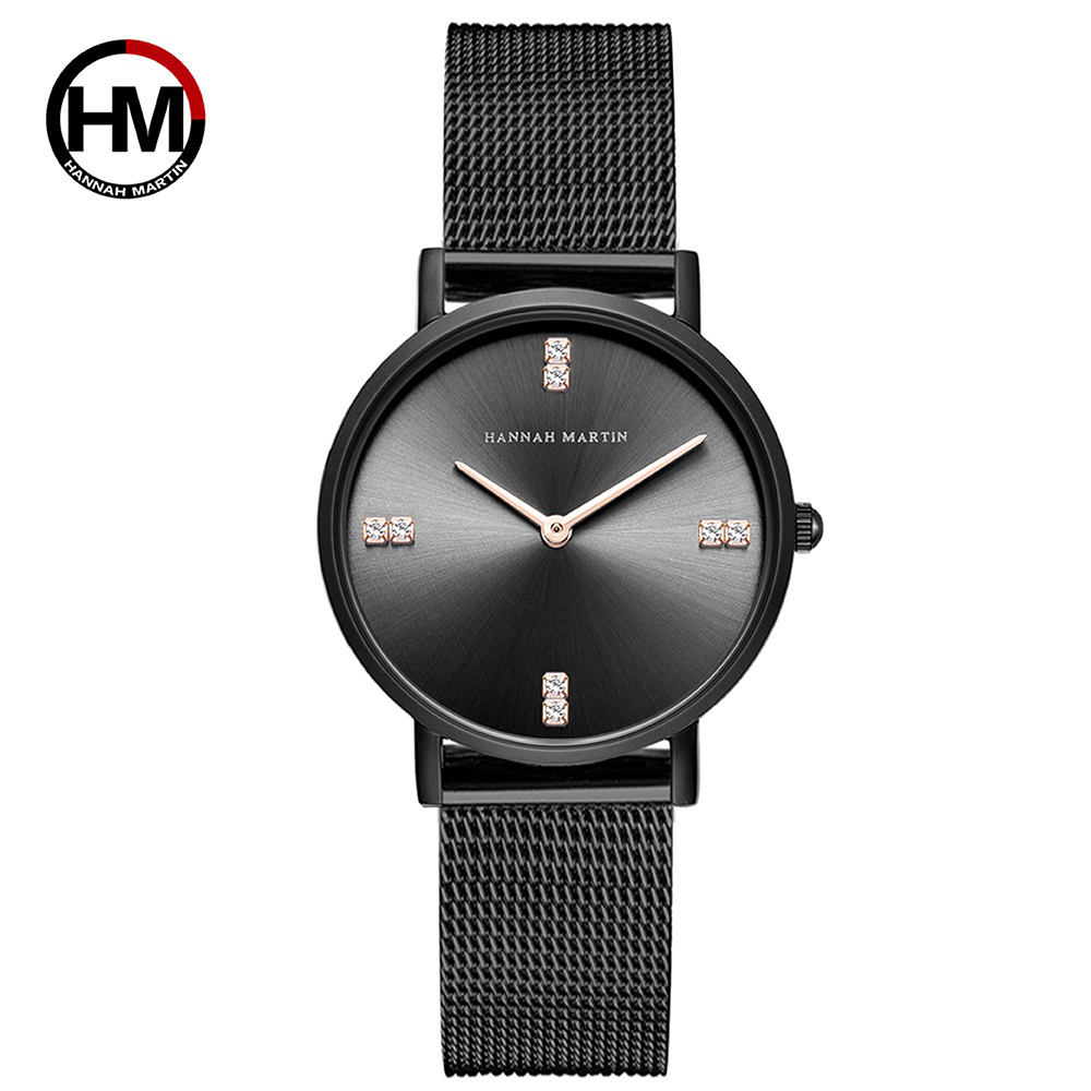 【HANNAH MARTIN】日本機芯鑲鑽米蘭帶時尚腕錶(HM-4Z-WHH)