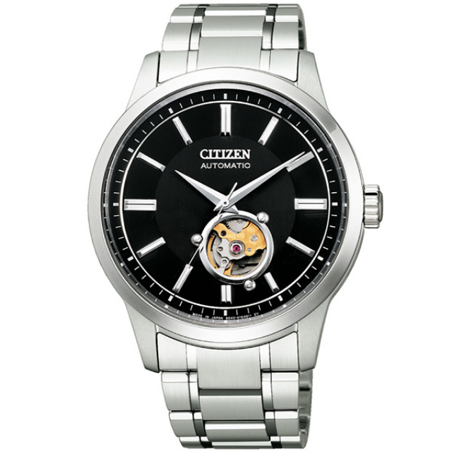 【CITIZEN】星辰 限量 鏤空開芯 鋼錶帶 機械男錶 NB4020-96E 銀/黑 41mm