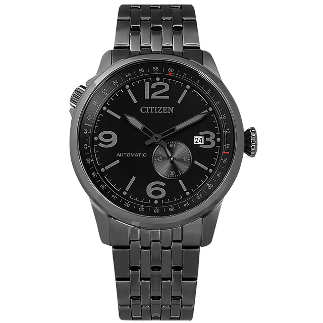 CITIZEN / NJ0147-85E / 復古 機械錶 自動上鍊 獨立秒針 防水 日期 不鏽鋼手錶 鍍黑 42mm