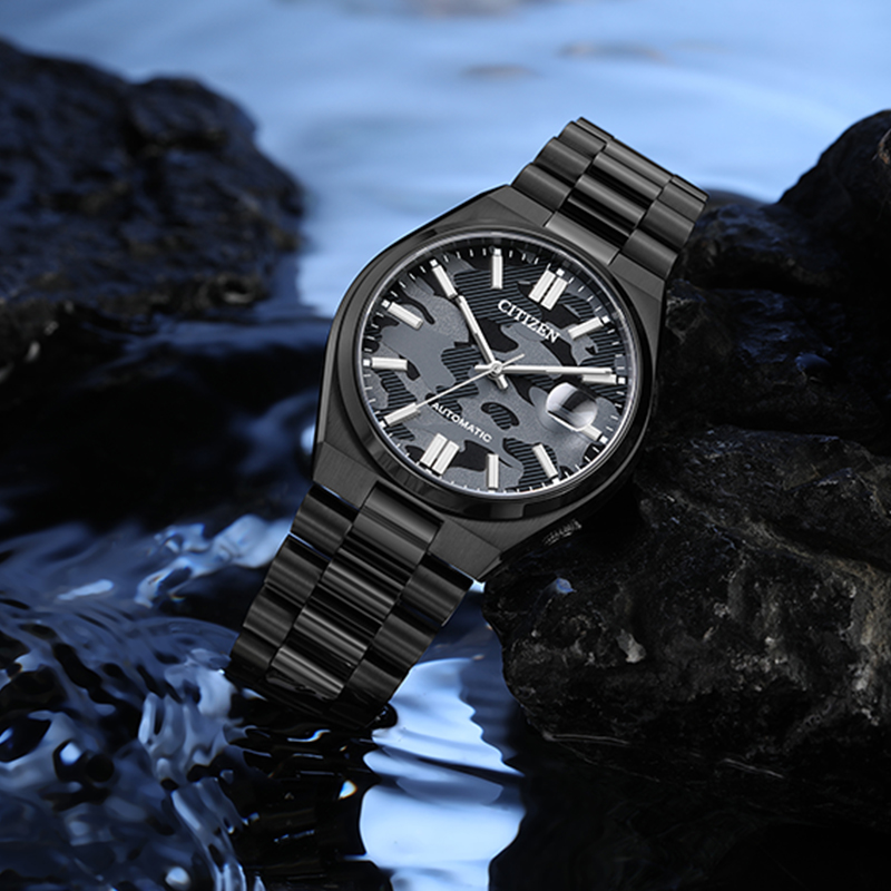【CITIZEN】星辰 NJ0155-87E 日期顯示 藍寶石鏡面 鋼錶帶 機械男錶 迷彩/黑 40mm