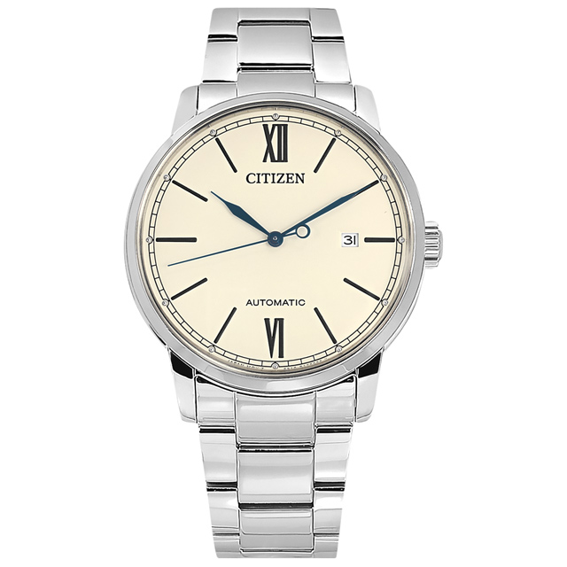 CITIZEN / NJ0130-88A / 簡約時尚 機械錶 自動上鍊 日期 不鏽鋼手錶 米白色 42mm