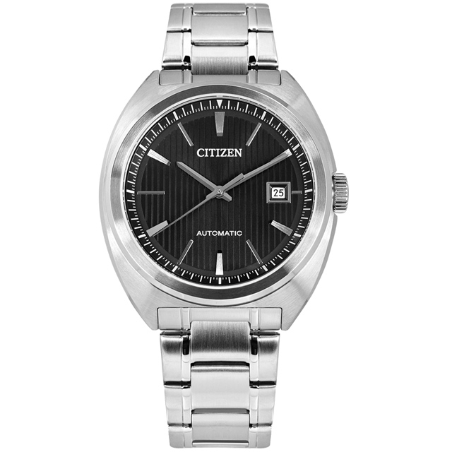 CITIZEN / NJ0100-71E / 經典條紋 機械錶 自動上鍊 防水 日期 不鏽鋼手錶 黑色 42mm