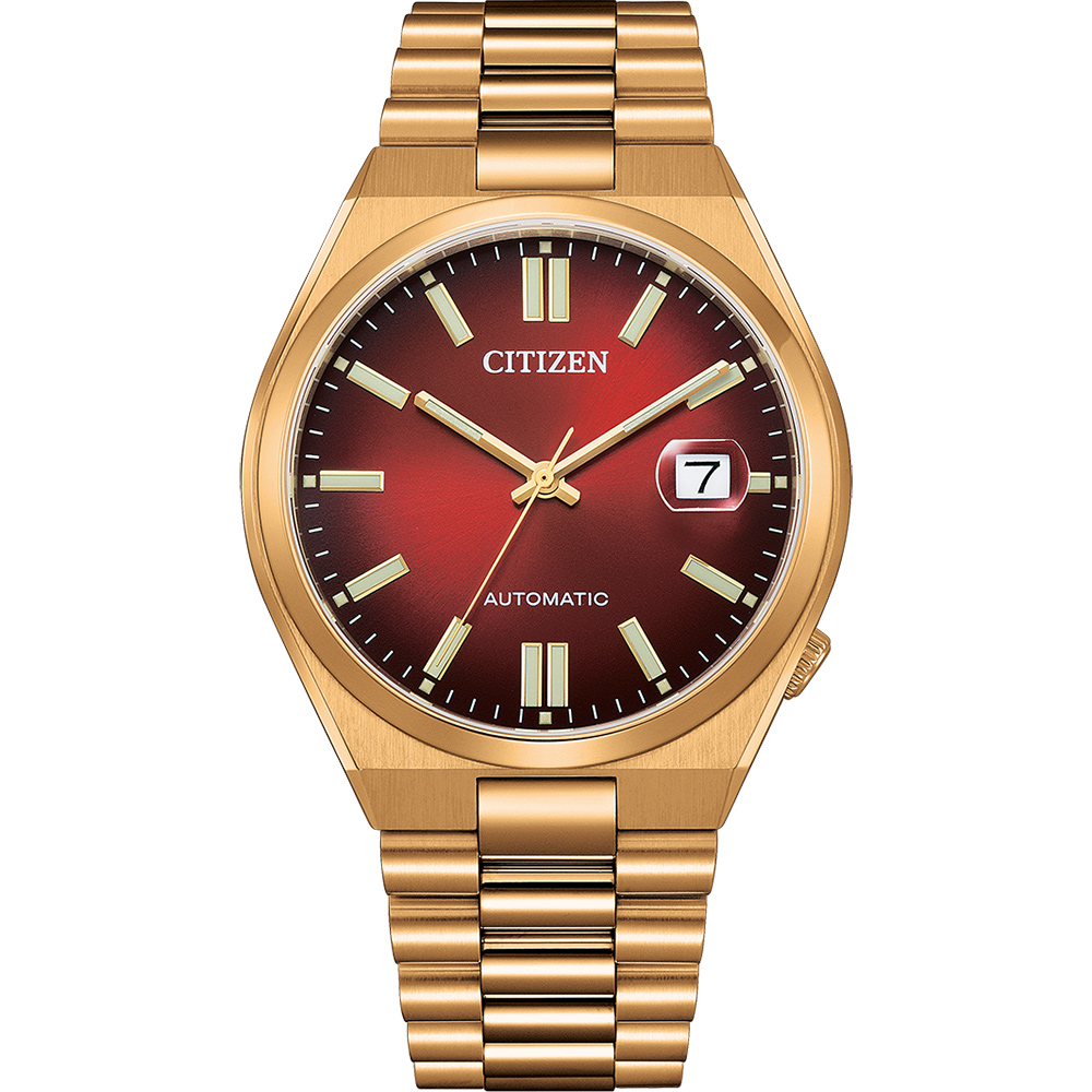 CITIZEN 星辰 情人節推薦 限量酒紅色 青春撞色機械錶 NJ0153-82X