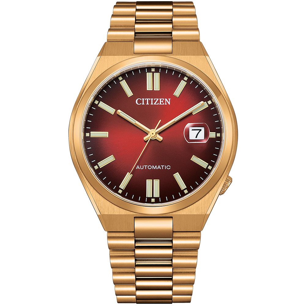 CITIZEN 星辰 情人節推薦款青春撞色機械錶/勃艮地紅/40mm/NJ0153-82X