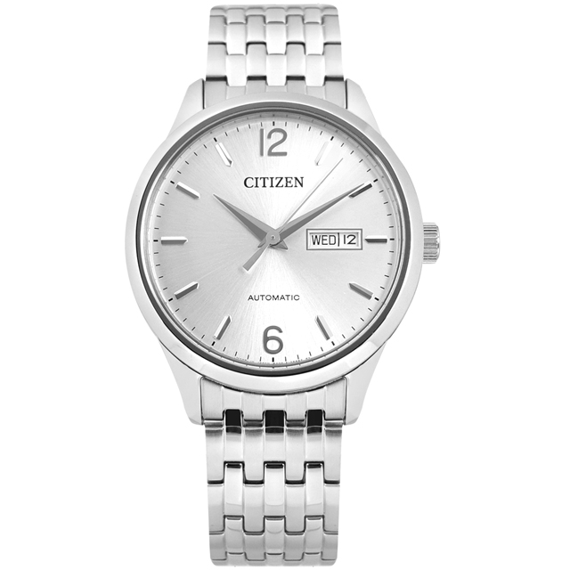CITIZEN / NH7500-53A / 機械錶 數字刻度 藍寶石水晶玻璃 日期星期 不鏽鋼手錶 銀白色 40mm