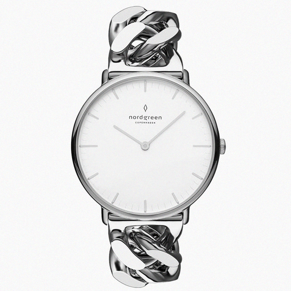 【Nordgreen】ND手錶 Native 本真 32mm 月光銀殼×白面 月光銀鏈條錶帶(NR32SICHSIXX)