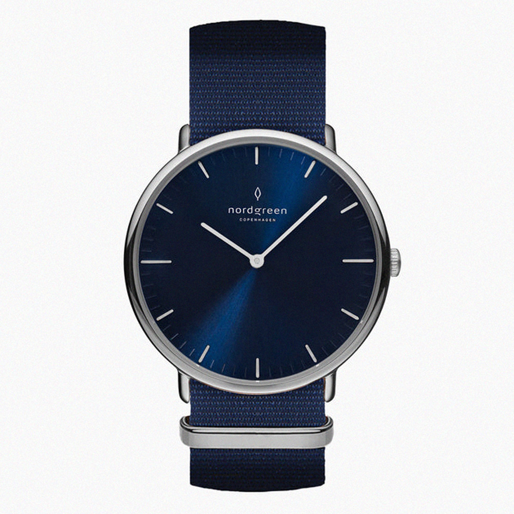 【Nordgreen】ND手錶 Native 本真 36mm 深空灰殼×藍面 北歐藍尼龍錶帶(NR36GMNYNANA)