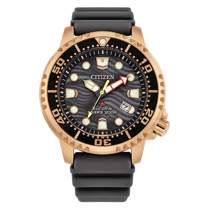 【CITIZEN】星辰 Promaster 光動能 BN0163-00H 膠錶帶 兩百米潛水錶 灰/玫瑰金 44mm
