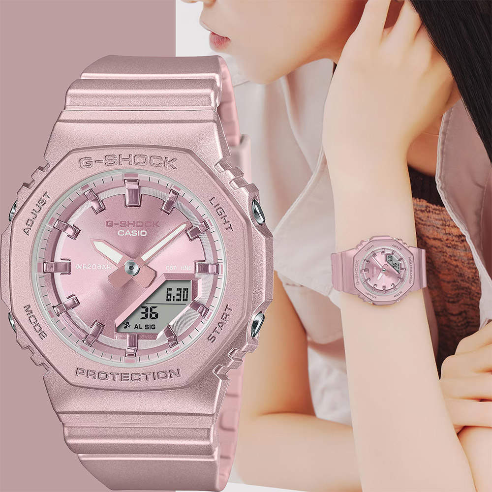 CASIO 卡西歐 G-SHOCK 珍珠光系列八角手錶 女錶 粉紅色(GMA-P2100ST-4A)