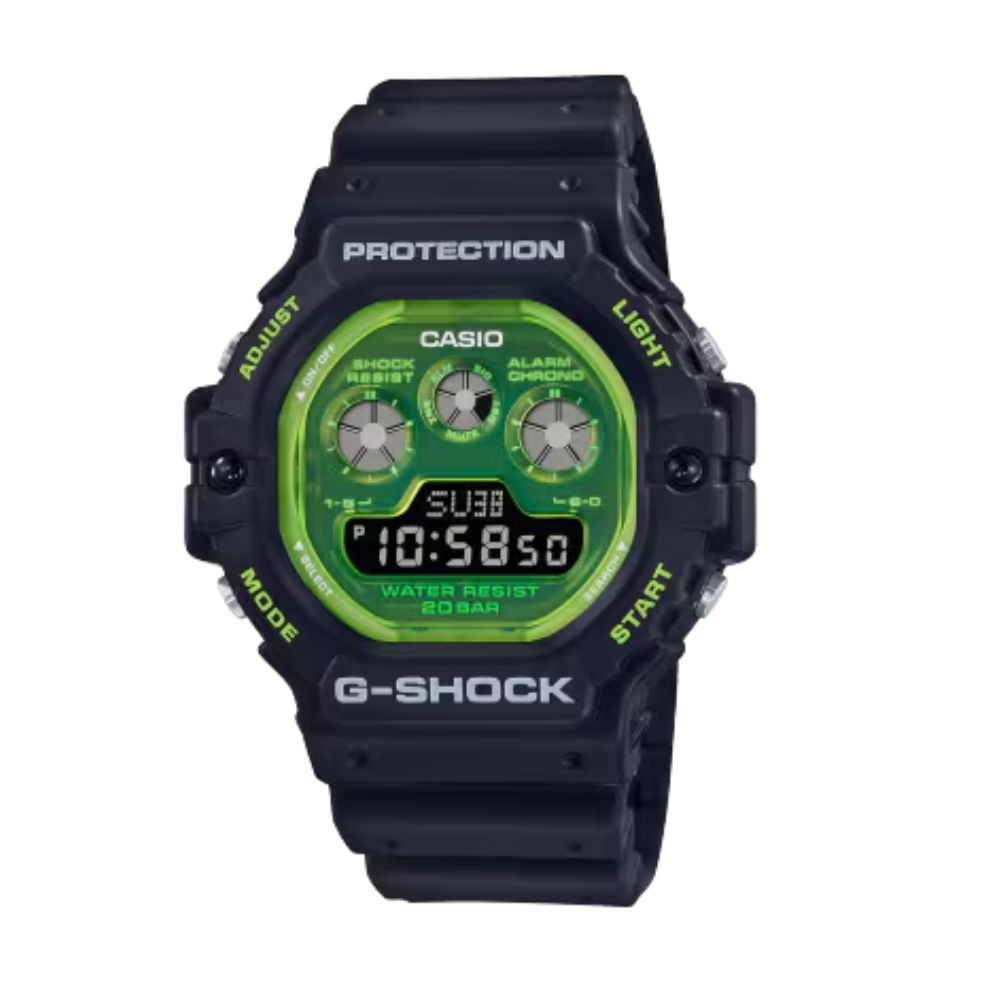 【CASIO 卡西歐】G-SHOCK 半透明時尚 夜光電子腕錶 DW-5900TS-1 46.8mm