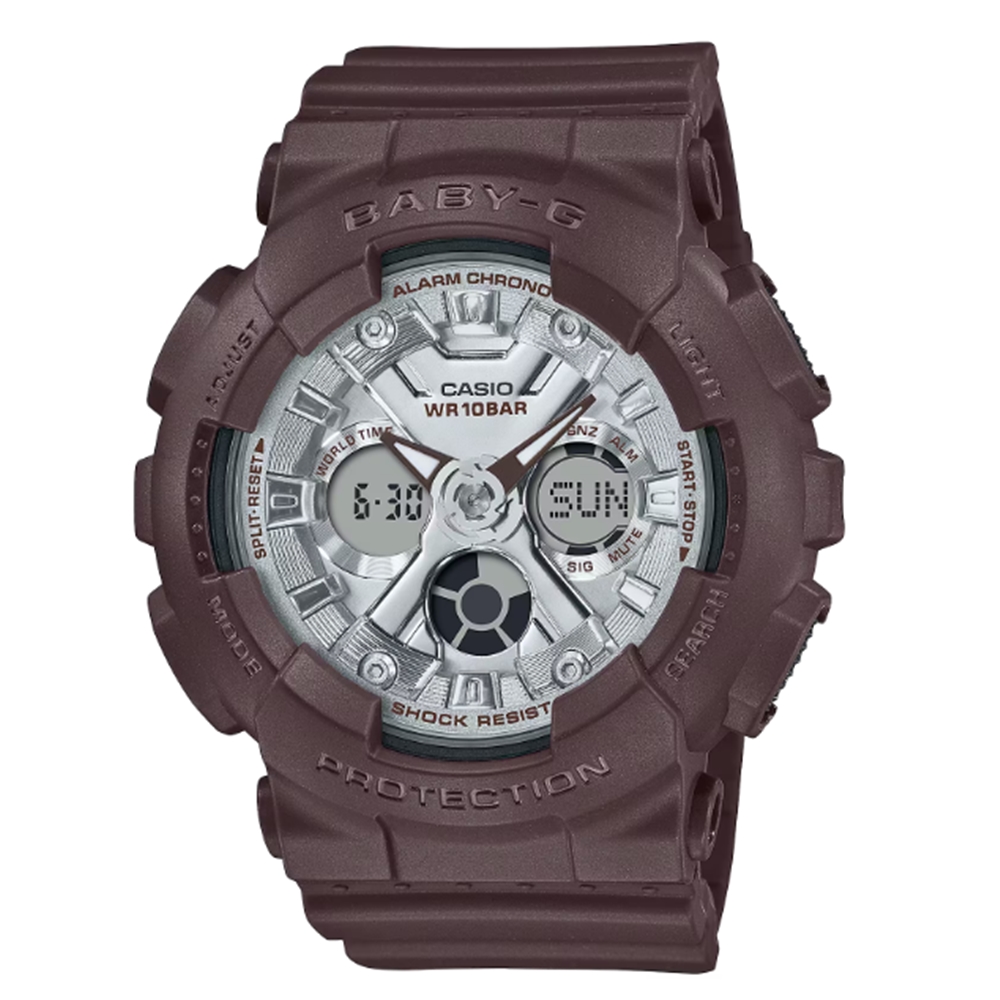 【CASIO 卡西歐】BABY-G 巧克甜心 時尚酷甜 黑巧克力 雙顯系列 BA-130SW-5A 43.3mm