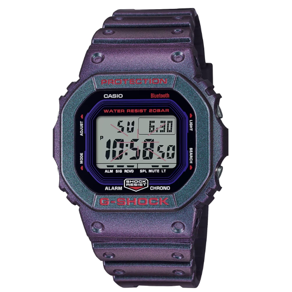 【CASIO 卡西歐】G-SHOCK 藍芽 電競玩家 狙擊準心 炫彩偏光 經典方型 DW-B5600AH-6 42.8mm