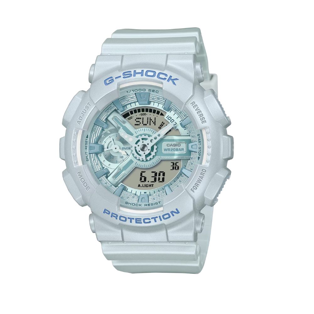 【CASIO 卡西歐】G-SHOCK 奢華質感系列 光澤藍 GMA-S110ST-2A 45.9mm