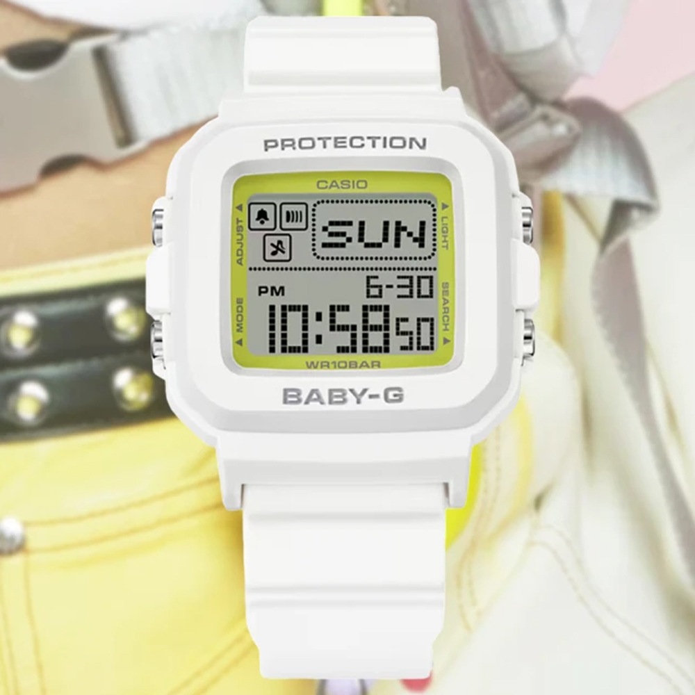 CASIO 卡西歐 BABY-G + PLUS 流行混搭 休閒數位電子錶-白 BGD-10K-7