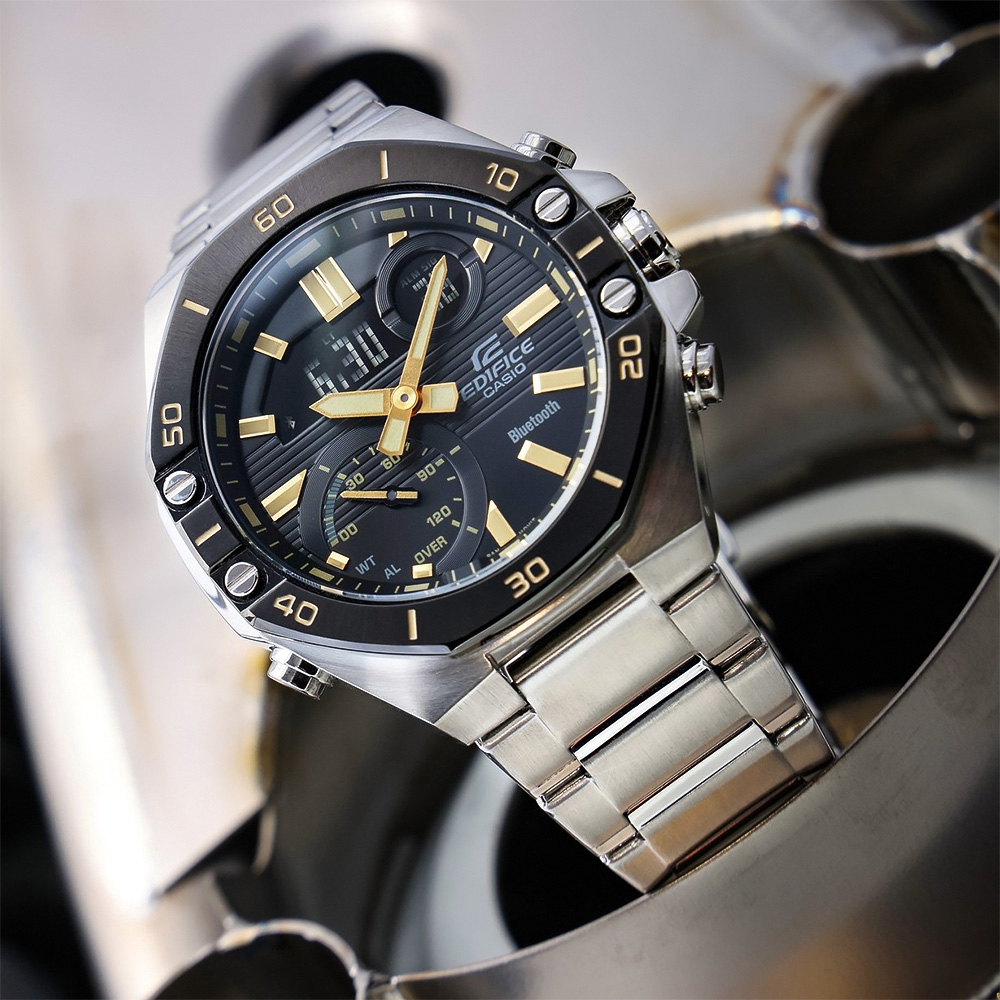 CASIO 卡西歐 EDIFICE 八角形賽車風格藍芽手錶(ECB-10DB-1A9)