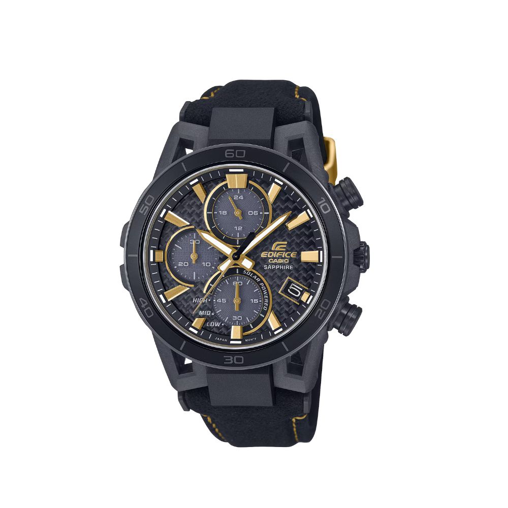 【CASIO 卡西歐】EDIFICE 歡慶經典 50週年紀念 閃耀黑金 太陽能電力 藍寶石玻璃 EFS-S640ZE-1A 44.5mm
