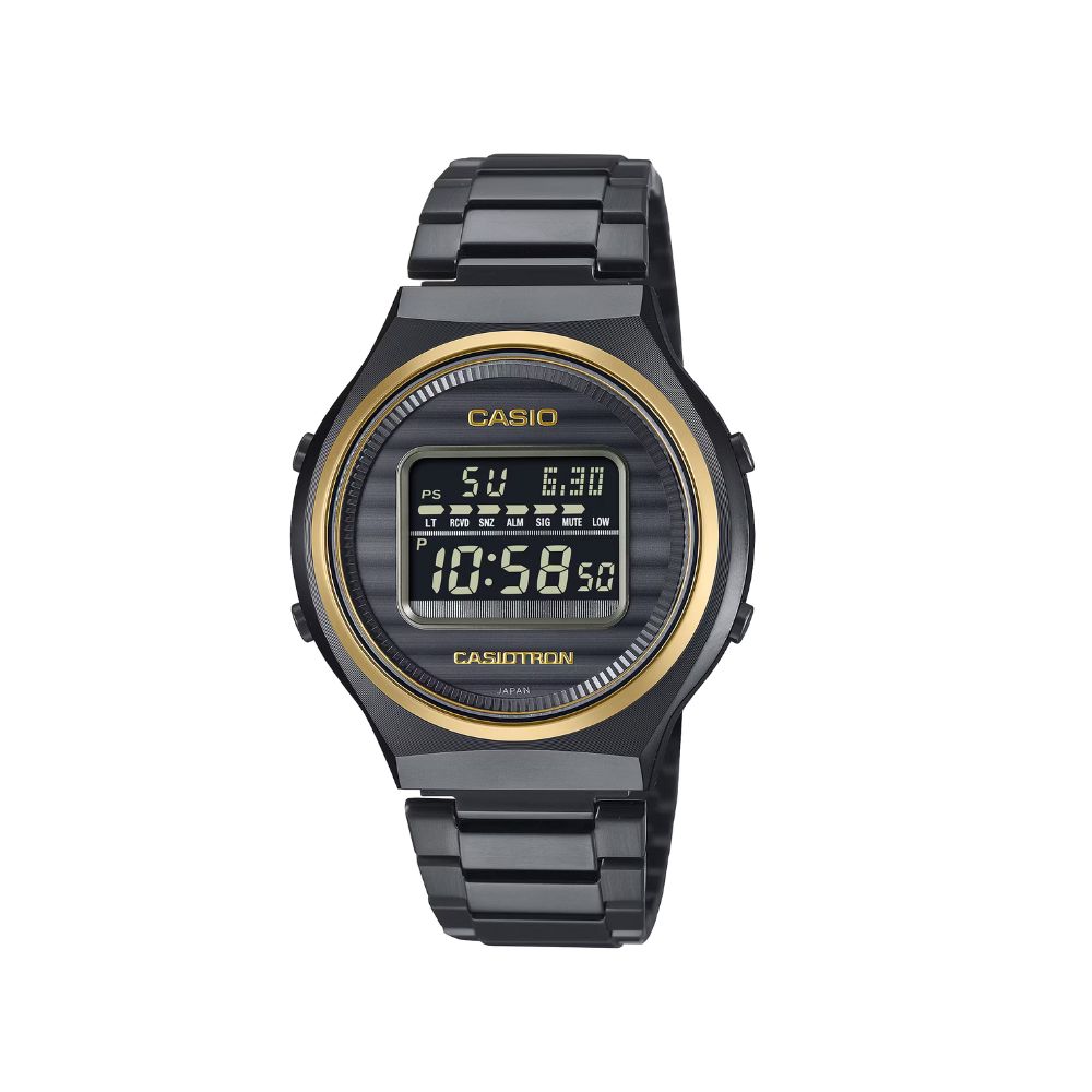 【CASIO 卡西歐】CASIOTRON 50週年紀念 閃耀黑金 經典復刻 藍芽 電波 太陽能電力 TRN-50ZE-1A 39.1mm