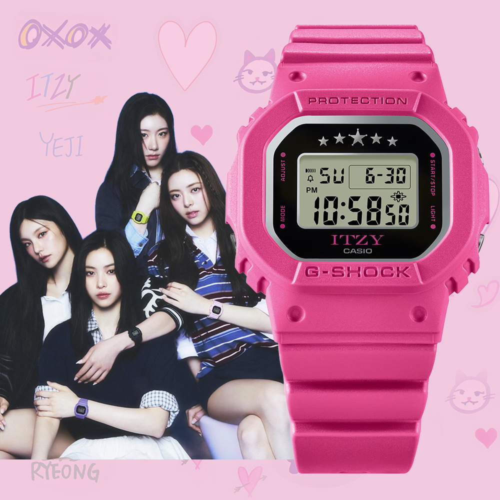 CASIO 卡西歐 G-SHOCK WOMEN x ITZY聯名 數位電子錶-桃紅 GMD-S5610IT-4A