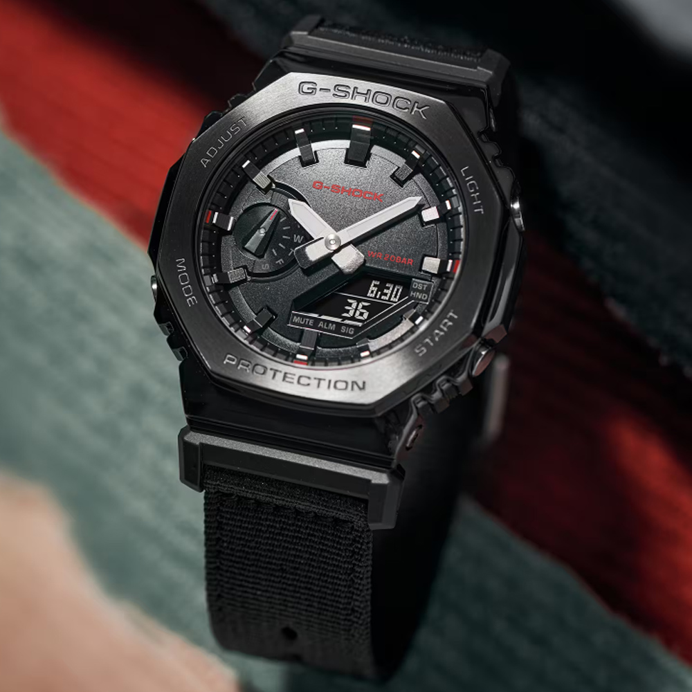 CASIO卡西歐 G-SHOCK 八角錶殼 粗曠時尚 多功能雙顯腕錶 44.4mm / GM-2100CB-1A