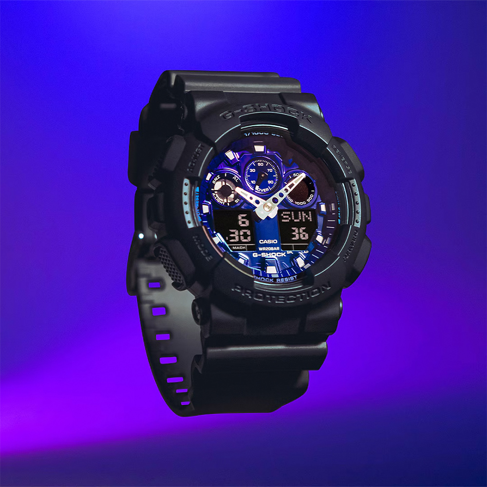 CASIO 卡西歐 G-SHOCK 熾熱火焰系列 雙顯手錶 GA-100FL-1A
