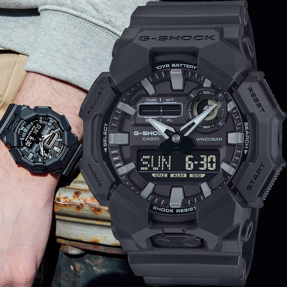 CASIO 卡西歐 G-SHOCK 10年電力雙顯手錶 學生錶 GA-010-1A1