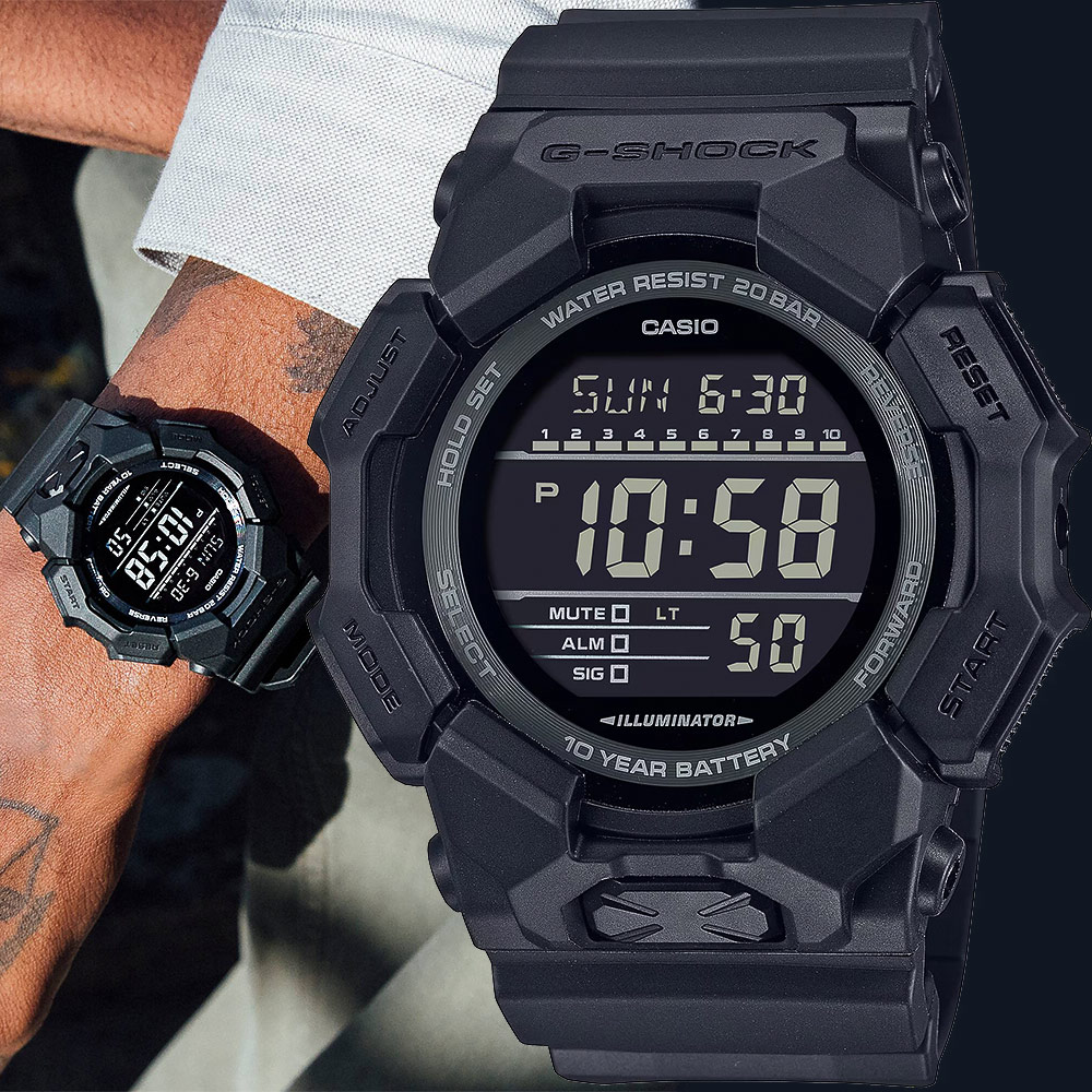CASIO 卡西歐 G-SHOCK 10年電力 大螢幕電子錶 學生錶 GD-010-1A1