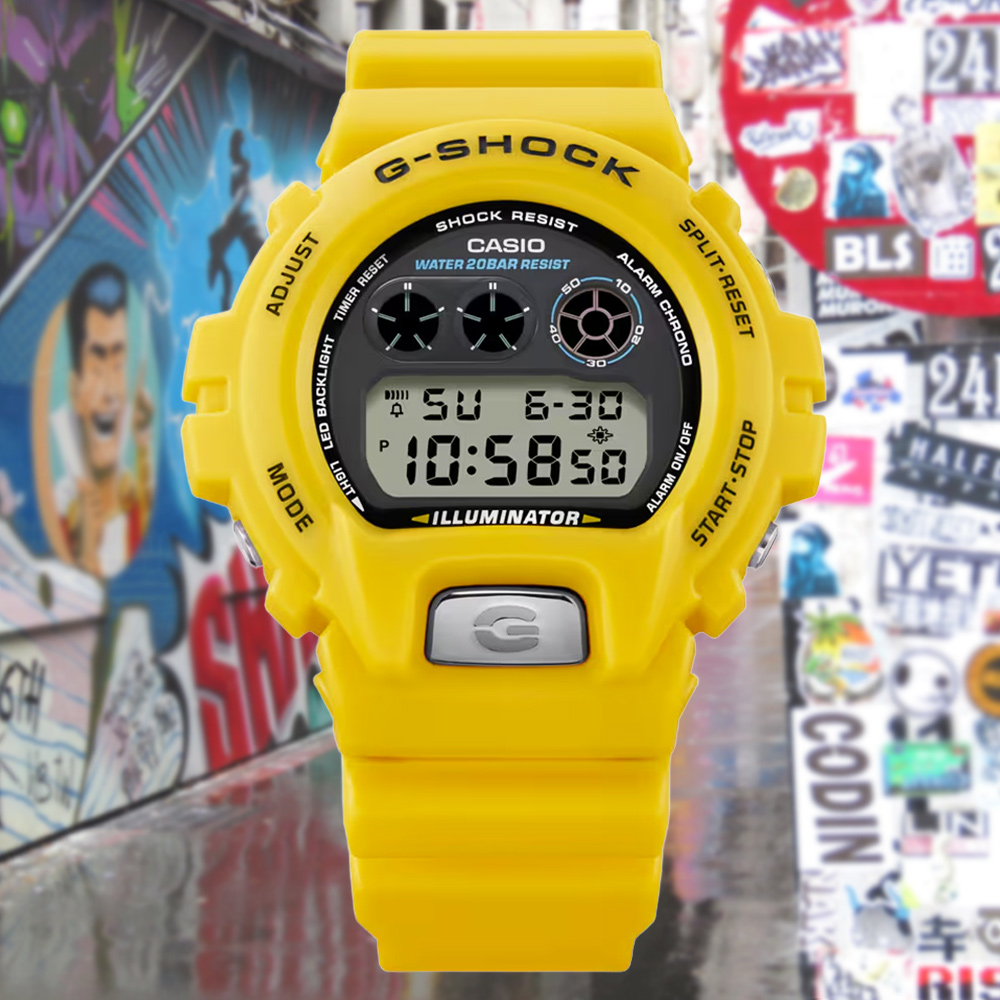 CASIO 卡西歐 G-SHOCK 經典6900系列30週年 數位電子錶-黃色 DW-6900TR-9