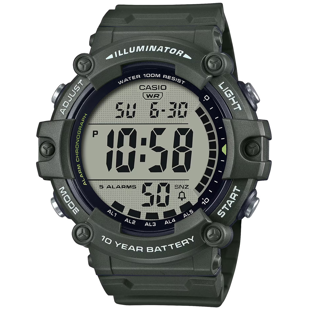 AE-1500WHX-3A 軍綠休閒 百搭潮流電子錶
