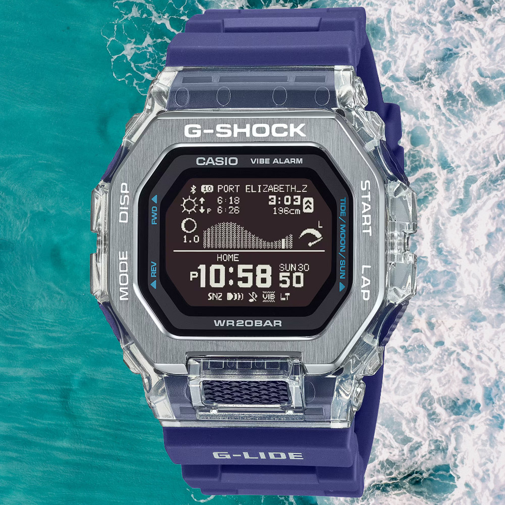 CASIO卡西歐 G-SHOCK 藍芽連線 夏季衝浪電子腕錶 GBX-100S-2