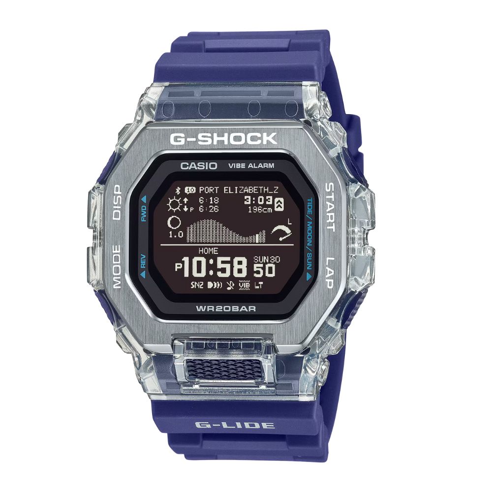 【CASIO 卡西歐】G-SHOCK 藍芽 衝浪運動 海洋水藍 雙重材質錶圈 運動系列 GBX-100S-2 46mm