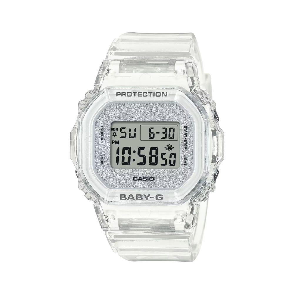 【CASIO 卡西歐】BABY-G 輕巧纖薄 繽紛夏季 清透亮眼 半透明銀 經典系列 BGD-565GC-7 37.9mm